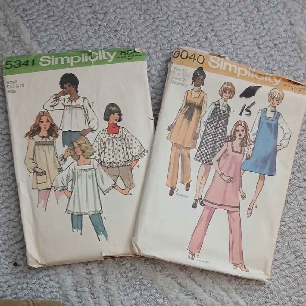 Vintage 1970s Simplicity Maternity Sewing Patterns